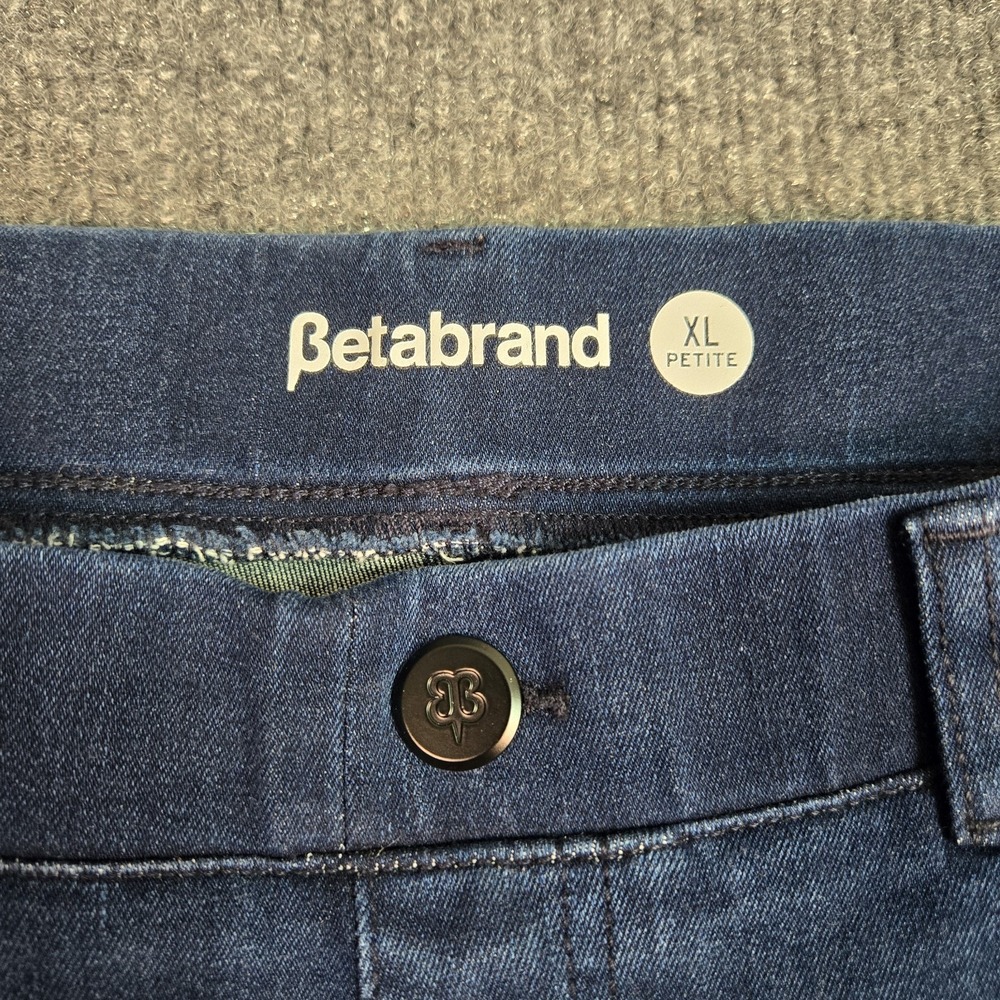 Betabrand Womens XL Petite Straight Jeans Dark Wash Stretch Denim 36x29 Pull On - Picture 3 of 13